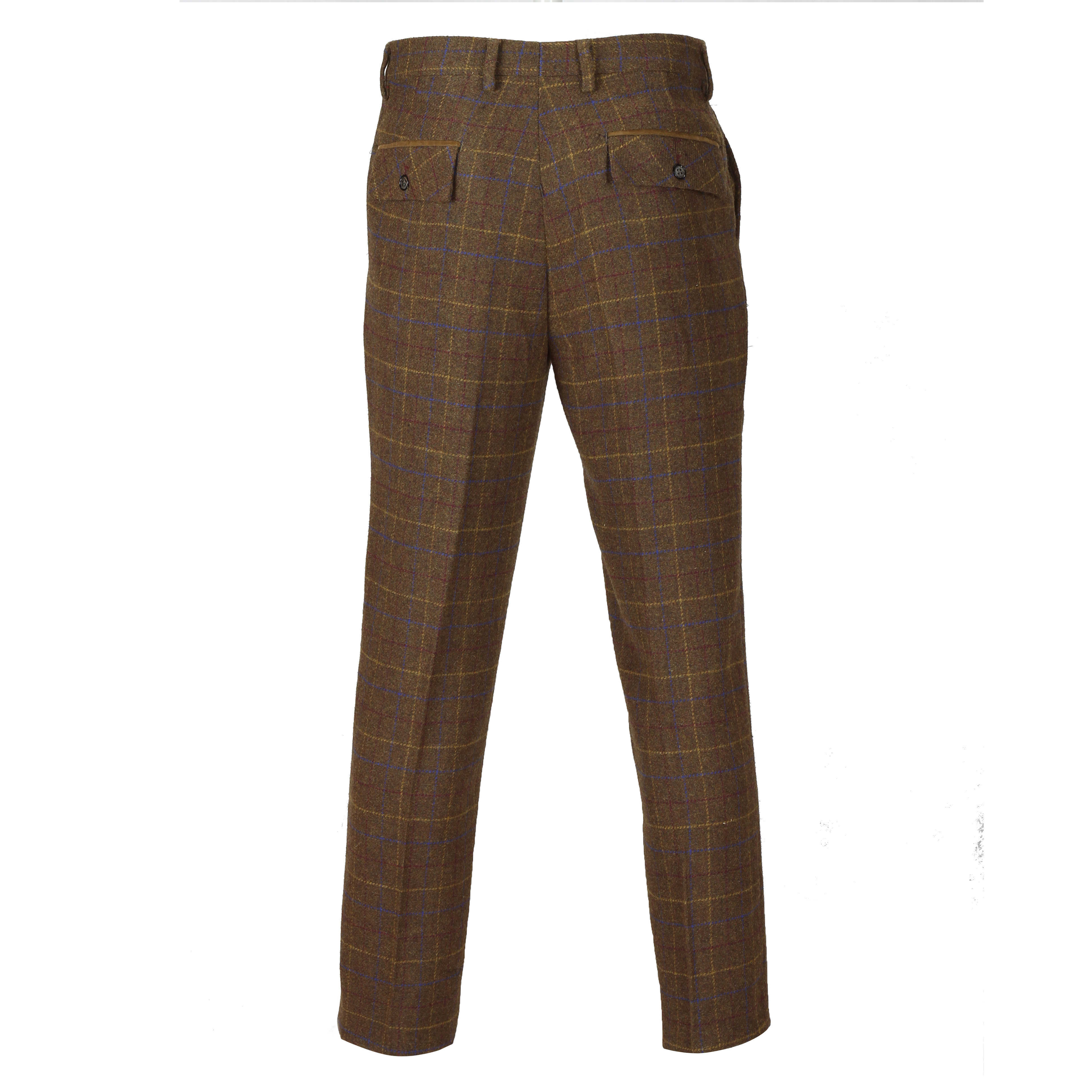 Mens Herringbone Trousers Vintage Style Tweed Check Tailored Fit Smart Casual Ebay